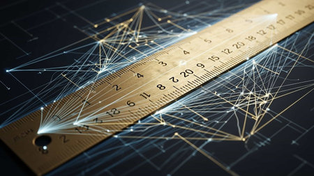 Ruler on abstract background. 3d rendering toned image double exposure