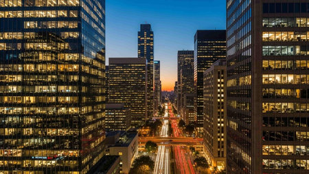 Aerial view of downtown Los Angeles, California, United States.