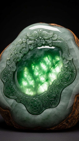 Green agate semigem geological mineral isolated on the black background