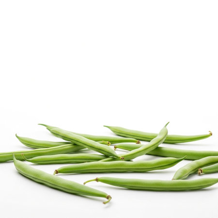 Green beans isolated on white background with copy space for your text.