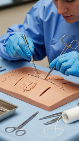 Close-up of a technician working in a clinic.