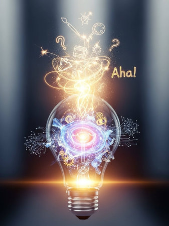 Glowing light bulb on abstract background. Idea concept. 3D Rendering