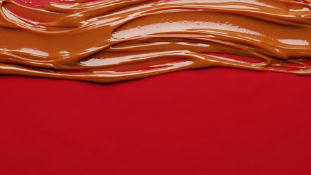 Liquid foundation on a red background, close-up, macro.の写真素材