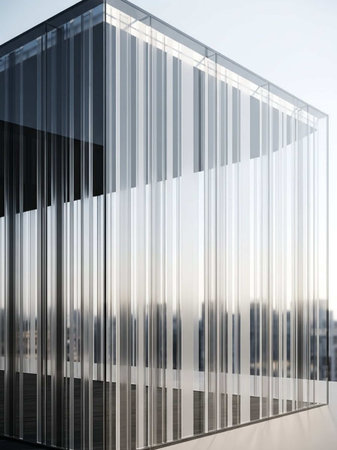 Glass facade of modern office building. Perspective view. 3D rendering