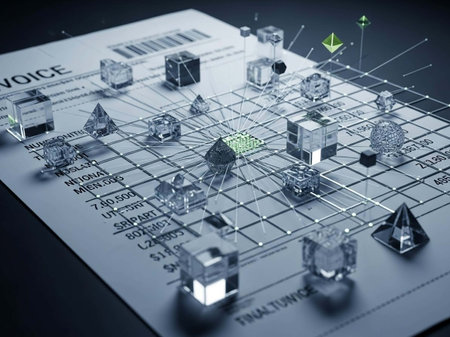 3D rendering of a wireframe cube with geometric figures in it