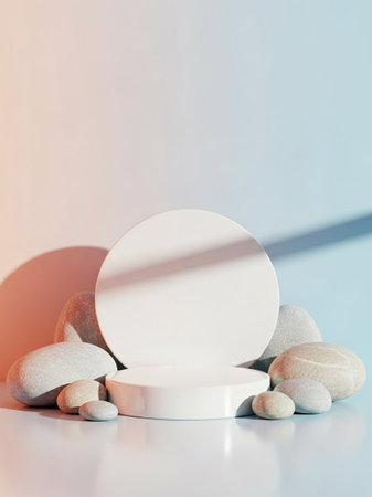 Abstract minimal scene with geometrical forms. Mock up for design product display.の写真素材