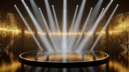 Stage podium and lighting effect, Stage Podium Scene with for Award Ceremony on stage background.の写真素材