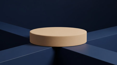 3d render of podium or platform for product presentation with blue background