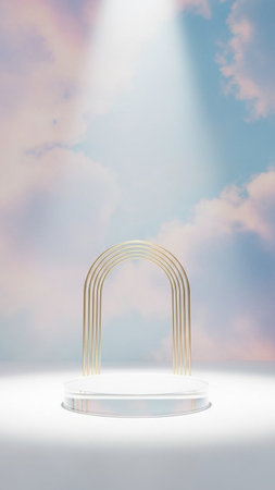 Abstract podium scene mockup. Award ceremony concept. 3D rendering