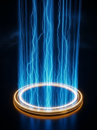 Circle stage with lighting effect. Abstract background. 3d rendering