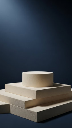 Podium, pedestal or platform for product presentation on blue background