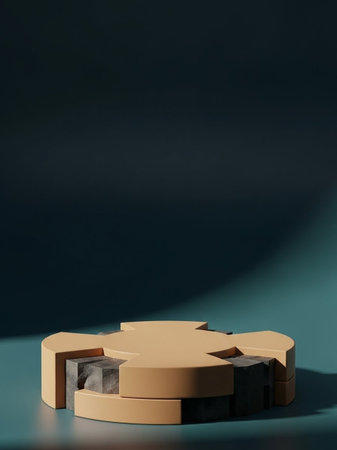 Minimalist abstract background, primitive geometrical figures, 3D render.