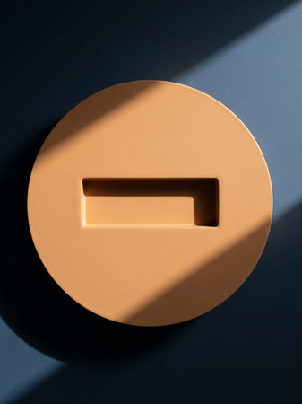 Alarm clock on wall. Minimalist style. Top view.の写真素材