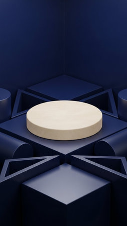 Abstract 3d rendering of minimal geometric shapes, podium for product display