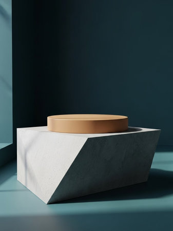 3d render of abstract minimal geometric forms. Glossy luxury podium for your designの写真素材