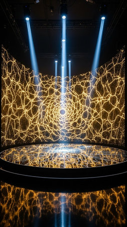stage lighting effect in the dark, close-up of the scene