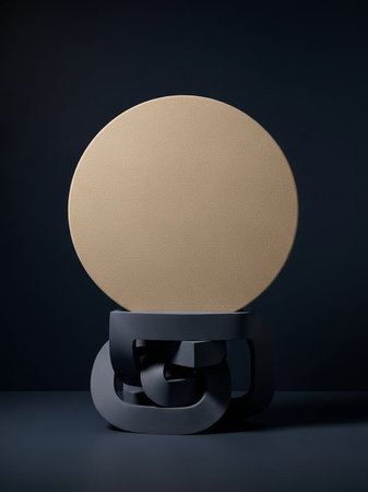 Round podium on dark background. Mockup for design.