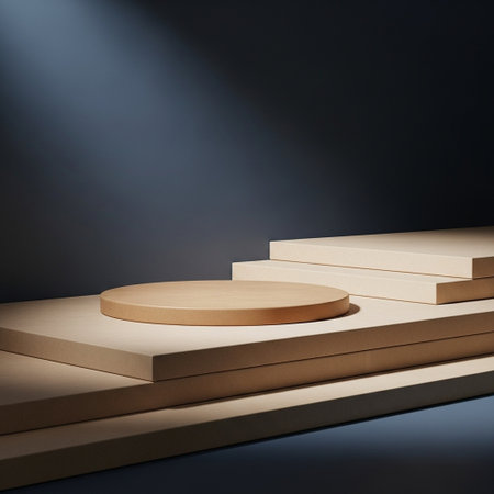 Wooden podium for product presentation. 3d rendering mock up.