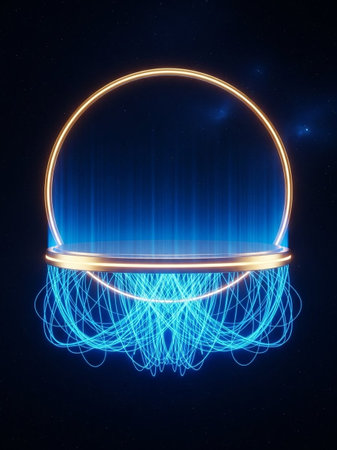 Neon circle on a dark background. 3d rendering, 3d illustration.