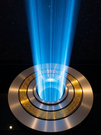 The light show in the dark, with a beautiful blue background.