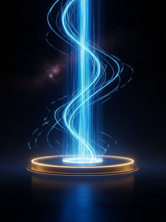 Abstract blue light lines on black background. 3D Rendering.