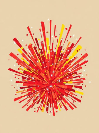 Fireworks background. Vector illustration. Firework background. Red firework.