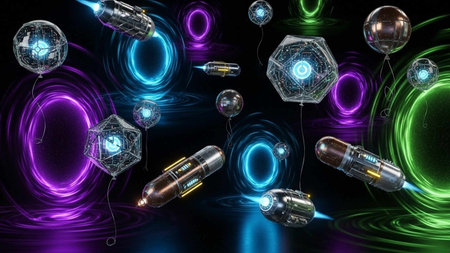 Bullets in space. 3D illustration. Futuristic background.