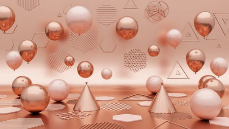 3d render, abstract background with geometric shapes, pastel colors