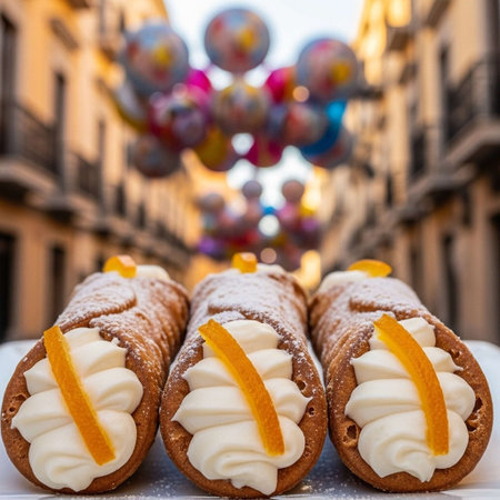Two eclairs with whipped cream and orange