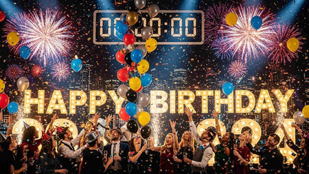 Happy birthday to you! Rear view of a group of young people celebrating a birthday in a nightclub.
