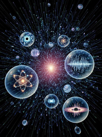 3D illustration of abstract fractal background with planets and stars.