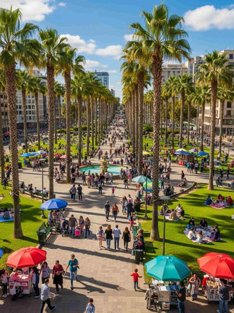 People walking in the Plaza de la Encarnacion