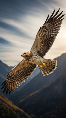 A Red-tailed Hawk (Buteo jamaicensis) in flight.