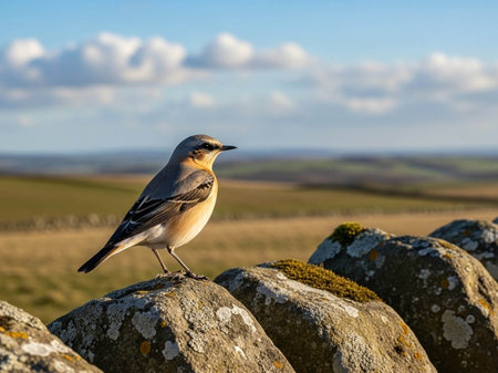 Northern wheatear (Phoenicurus ochruros)の写真素材