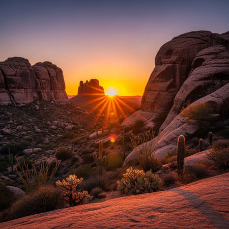 Sunset in Arches National Park, Utah, United States.の写真素材