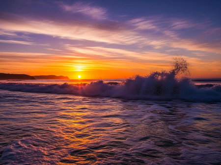 Sunset on the Atlantic Ocean in Costa Rica, Central America.
