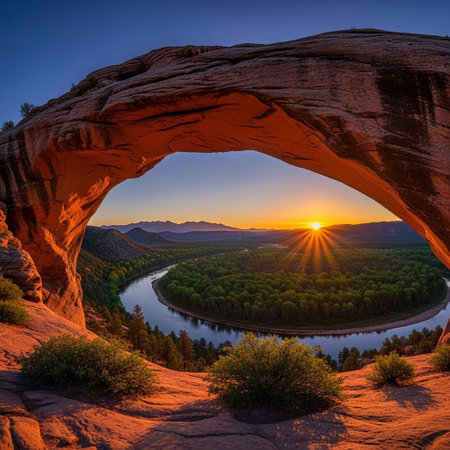 Sunset view of the Arches National Park, Utah, USA