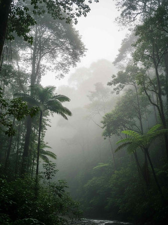 Fog in the forest,tropical rainforest,Thailand