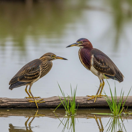 Pair of Pond Heron (Ardeola bicolor)の写真素材