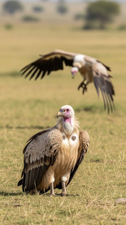 Griffon Vulture (Gyps fulvus) in Kenya, Africaの写真素材