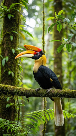 Hornbill in the rainforest of Costa Rica, Central Americaの写真素材