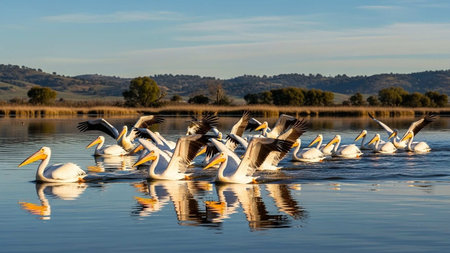 Great White Pelican, Pelecanus onocrotalusの写真素材