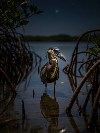 Great Blue Heron in Everglades National Park, Florida, USAの写真素材