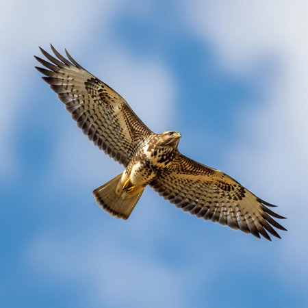 Common buzzard (Buteo buteo) in flightの写真素材