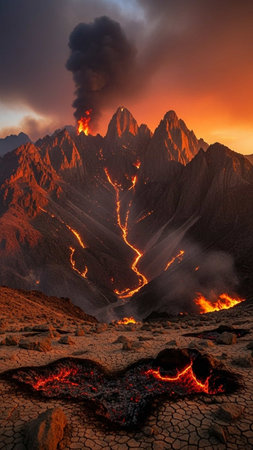 Volcanic eruption in Cordillera Huayhuash, Peruの写真素材