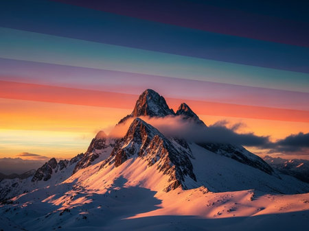 Matterhorn peak in the Swiss alps at sunrise, Switzerlandの写真素材