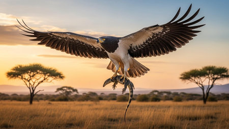 African vulture in the Okavango Delta, Botswana, Africaの写真素材