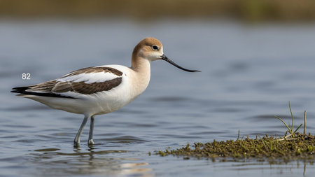 Pied avocet, Recurvirostra avosetta, single bird in water, Warwickshireの写真素材