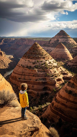 Hike in the Utah mountains. Fantastic forms sandstone formations.の写真素材
