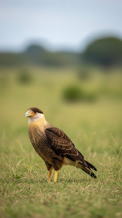 Crested Caracara in the Moremi Game Reserve (Okavango River Delta), National Park, Botswanaの写真素材